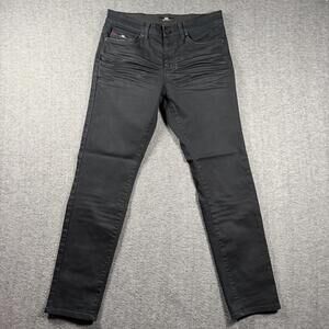 Benjamin Black Jeans Mens 32x32 Black Slim Tapered Stretch Moto Denim Biker
